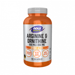 NOW Arginine &amp; Ornithine 500 mg / 250 mg, 250 капсул