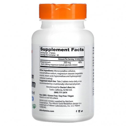 Doctor's Best High Absorption Magnesium, Магния Хелат, 120 таб