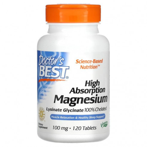 Doctor's Best High Absorption Magnesium, Магния Хелат, 120 таб