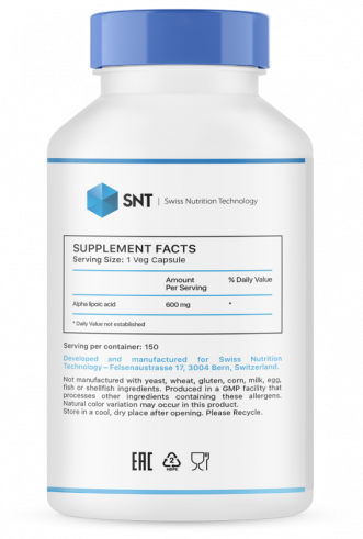 SNT Alpha lipoic acid, Альфа липоевая кислота, 150 капсул