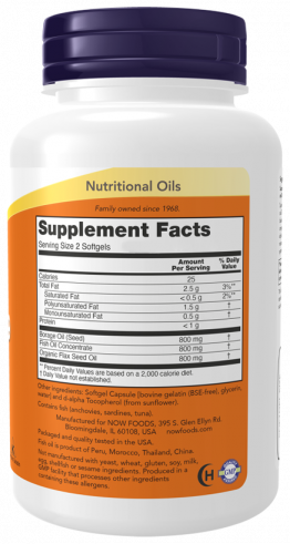 NOW Super Omega 3-6-9 1200 mg, Супер Омега-3-6-9 1200 мг, 180 капсул