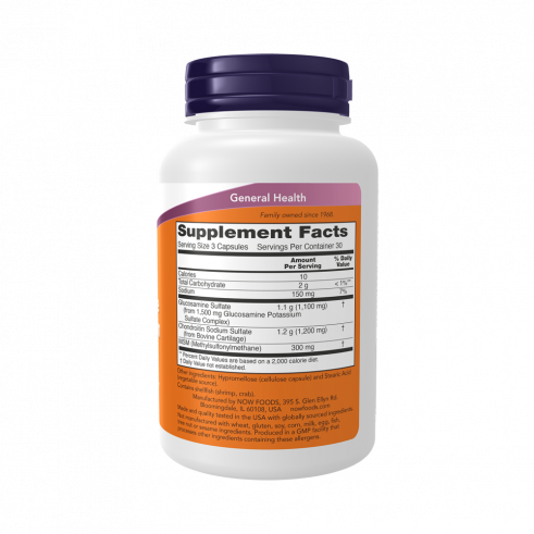 NOW Glucosamine &amp; Chondroitin with MSM, Глюкозамин и Хондроитин с МСМ, 90 капсул