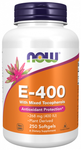 NOW Vitamin E-400 With Mixed Tocopherols, 250 капсул